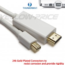 YellowPrice - Mini DisplayPort to HDMI Cable - Thunderbolt Compatible with Gold Plated Connect (Male-Male, 6FT / 1.83m, White) for Apple MacBook, MacBook Pro, MacBook Air, iMac, Mac mini, Mac Pro, and Microsoft Surface Pro